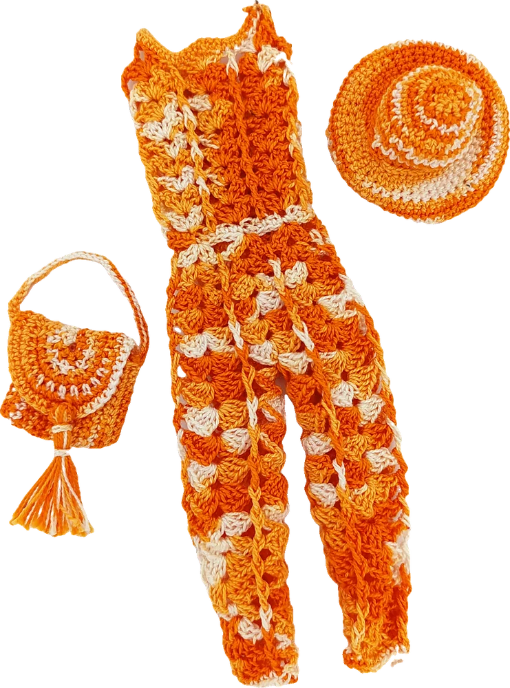Mono naranja con sombrero, tejido a crochet por Ana